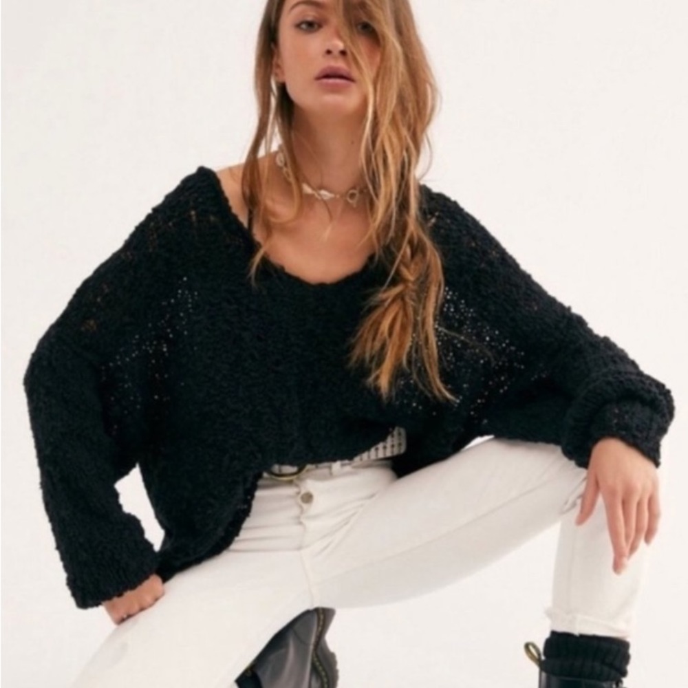 Free People  Raw Hem Knit Pullover Sweater